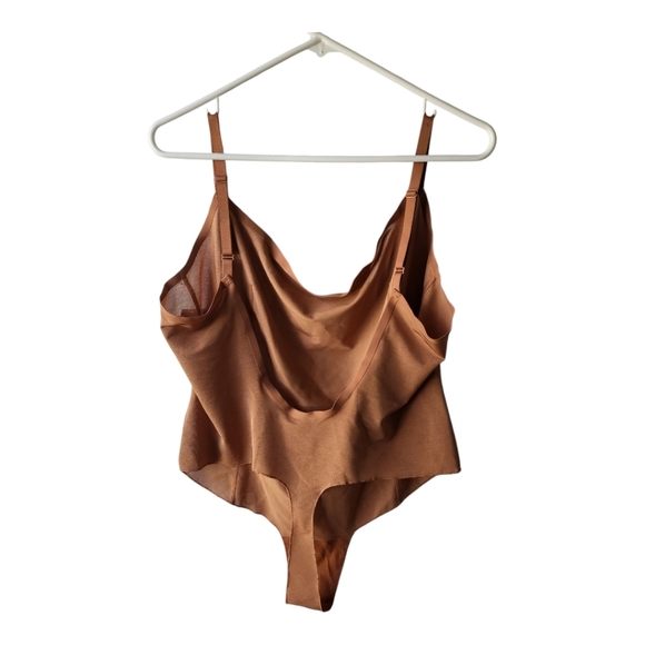 Skims Womens 3x Sheer Mesh Sculpt Thong Bodysuit Cocoa Brown New - Picture 2 of 4